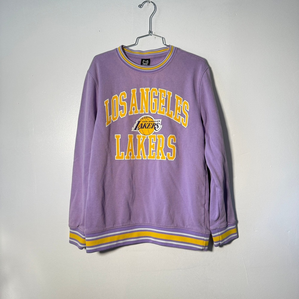 Ultra Game Los Angeles Lakers Sweatshirt Unisex Small Purple Good Striped Trim